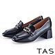 TAS 氣質金屬釦羊皮樂福中跟鞋 黑色 product thumbnail 1