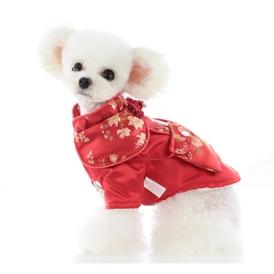 Lollypop PET 毛馬甲素色唐裝領子款 新年秋冬款寵物服飾
