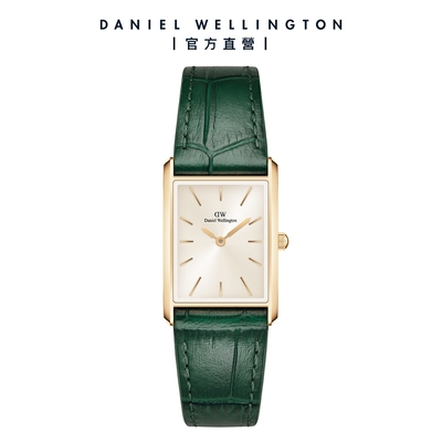 Daniel Wellington DW Bound 32x22mm 經典摩登伯朗大道綠皮革方錶-香檳金錶盤-香檳金框