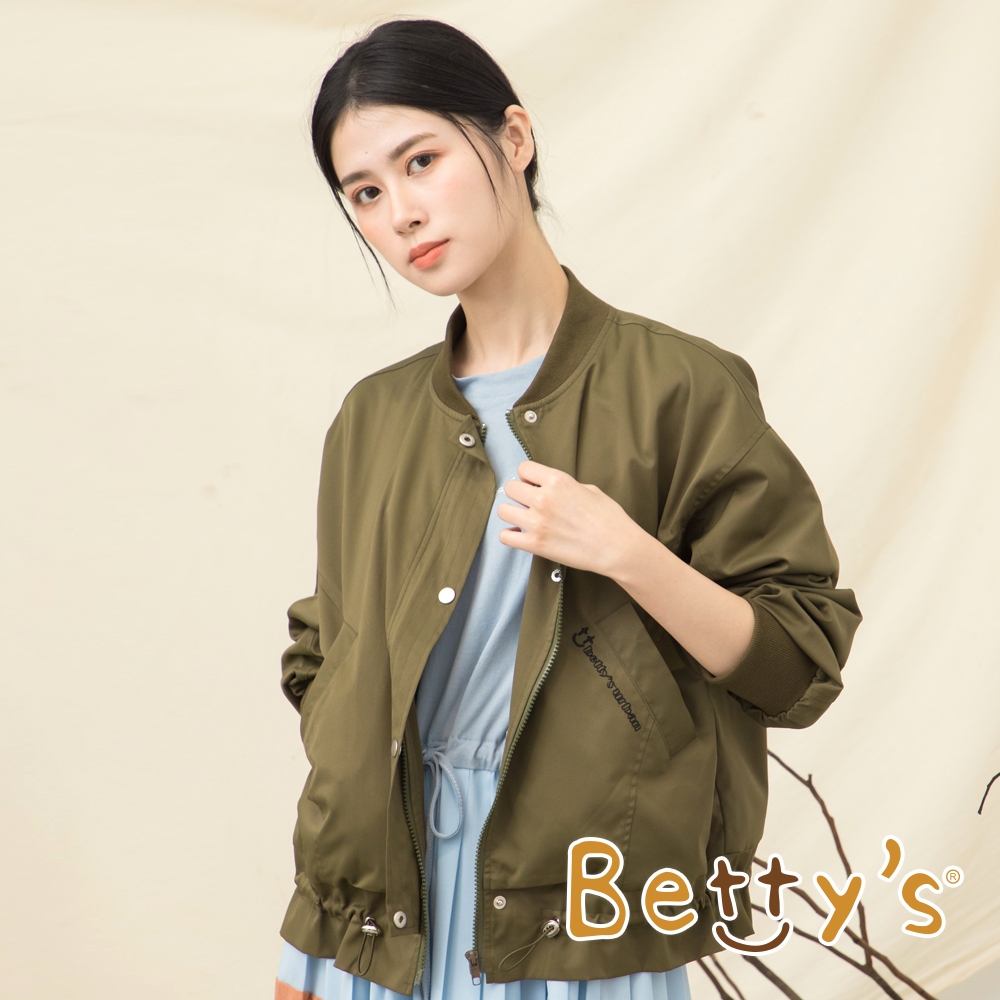 betty’s貝蒂思　下擺抽繩立領短版外套(綠色)