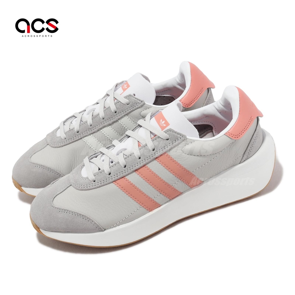 adidas 休閒鞋 Country XLG W 女鞋 灰 粉 皮革 復古 運動鞋 微增高 三葉草 愛迪達 IG8284