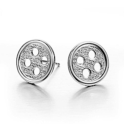 米蘭精品 925純銀耳環-可愛鈕釦耳環