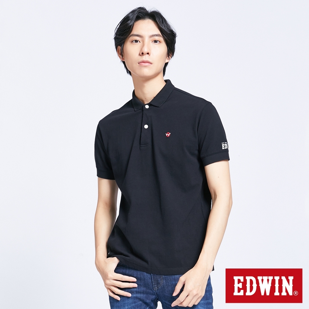 EDWIN 復古小領短袖POLO衫-男-黑色