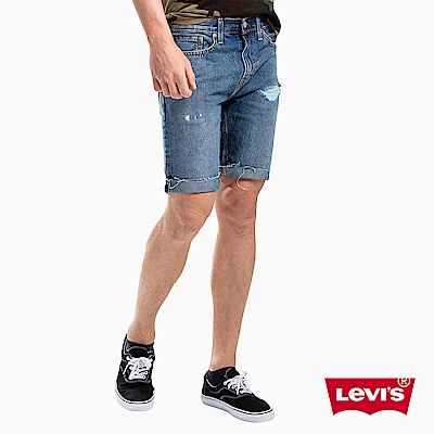 Levis 男款 牛仔短褲 上寬下窄 502 版型 刷破不收邊 重磅