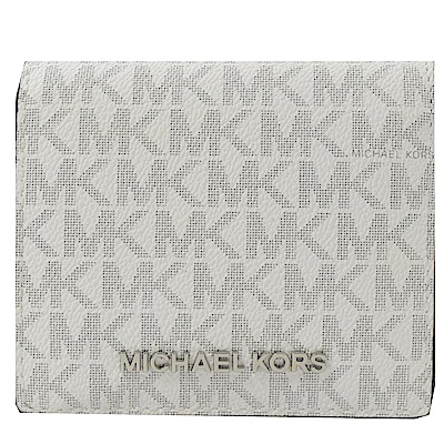 MICHAEL KORS Jet Set PVC對開零錢短夾(白灰)