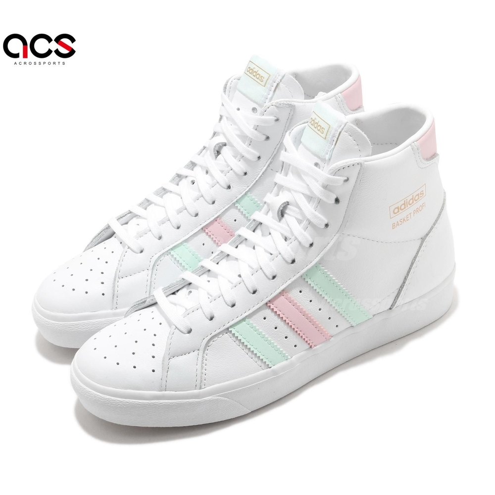adidas 休閒鞋 Basket Profi W 女鞋 白 綠 粉紅 鋸齒 高筒 愛迪達 FW4515