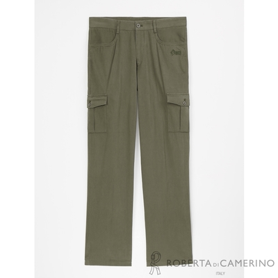 【ROBERTA 諾貝達】男裝 橄欖綠平口休閒褲-輕磨洗加工-台灣製