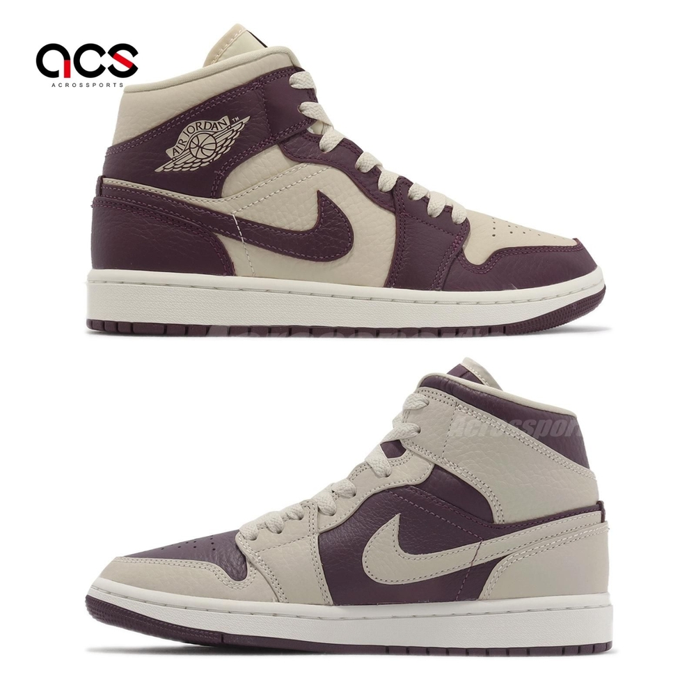 Nike Wmns Air Jordan 1 Mid SE 米白酒紅紫女鞋喬丹1代休閒鞋DR0501