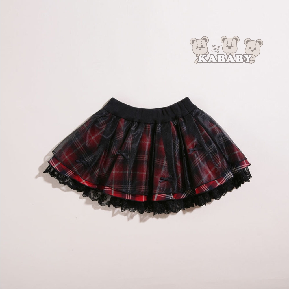 【金安德森】KA網紗格紋短裙 (紅色)