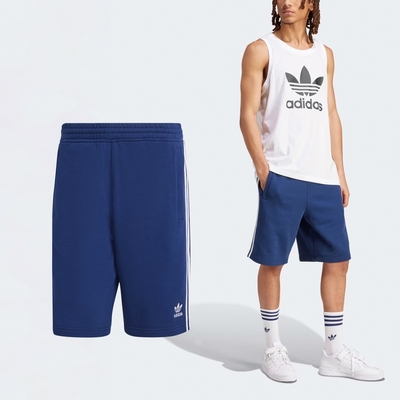 adidas 短褲 Adicolor Shorts 男款 藍 白 抽繩 純棉 三條紋 三葉草 棉褲 愛迪達 IM9424