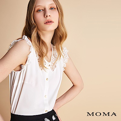 MOMA 無袖拼接蕾絲排扣上衣