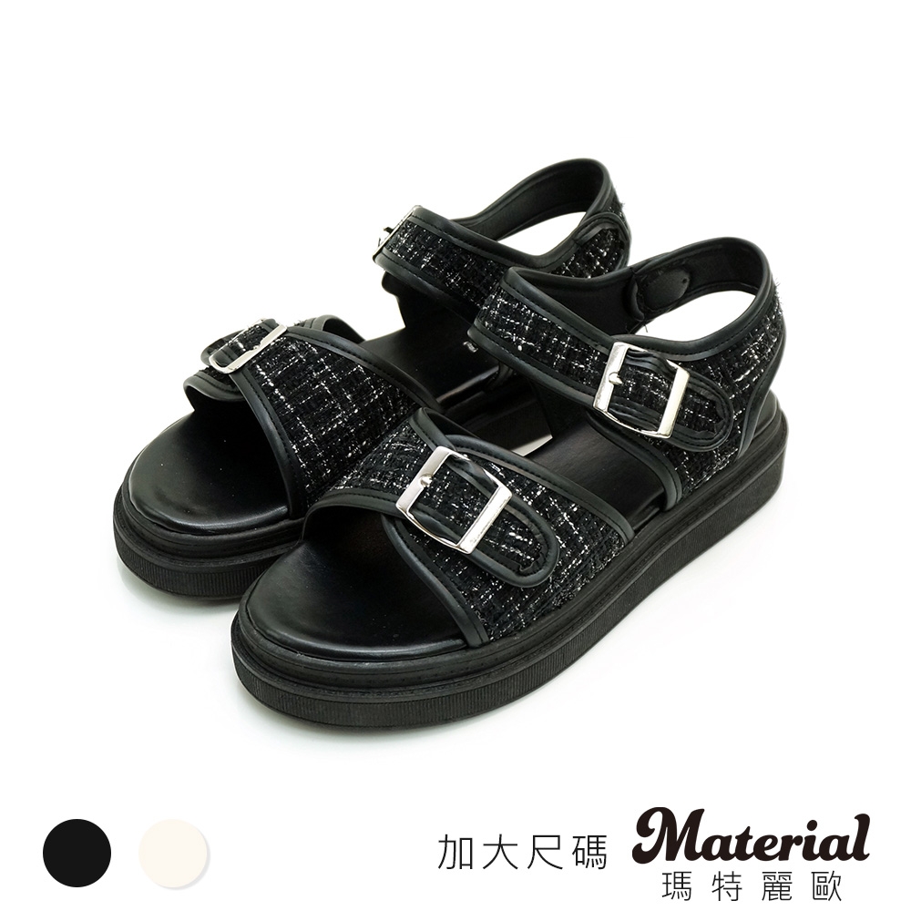 Material瑪特麗歐 涼鞋 MIT加大尺碼時髦拼接厚底涼鞋 TG5668
