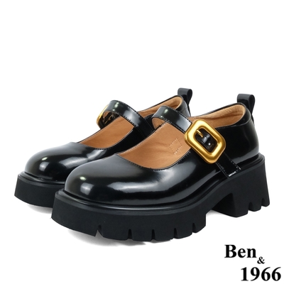 Ben&1966高級頭層牛皮個性厚底瑪麗珍鞋-黑(238091)