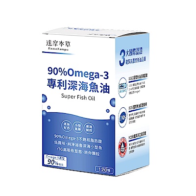【達摩本草】90% Omega-3 專利深海魚油x1(120顆/盒)