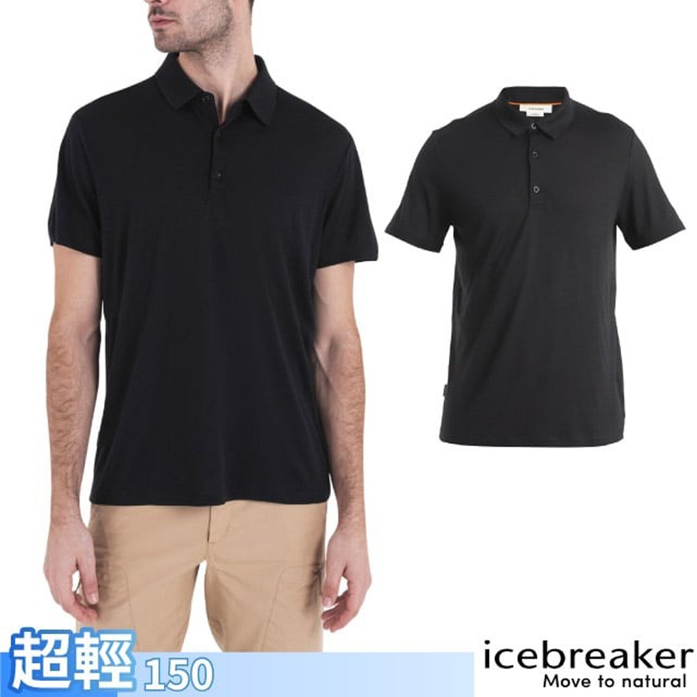 【Icebreaker】男 100%美麗諾羊毛 Tech Lite III 短袖POLO衫-150.T恤.上衣_IB0A56WK-001 黑