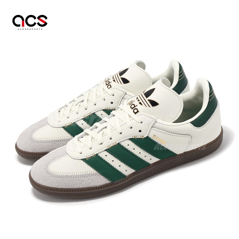 adidas 休閒鞋 Samba OG 男鞋 女鞋 象牙白 綠 皮忒麂皮 復古 德訓鞋 情侶鞋 愛迪達 IF1811