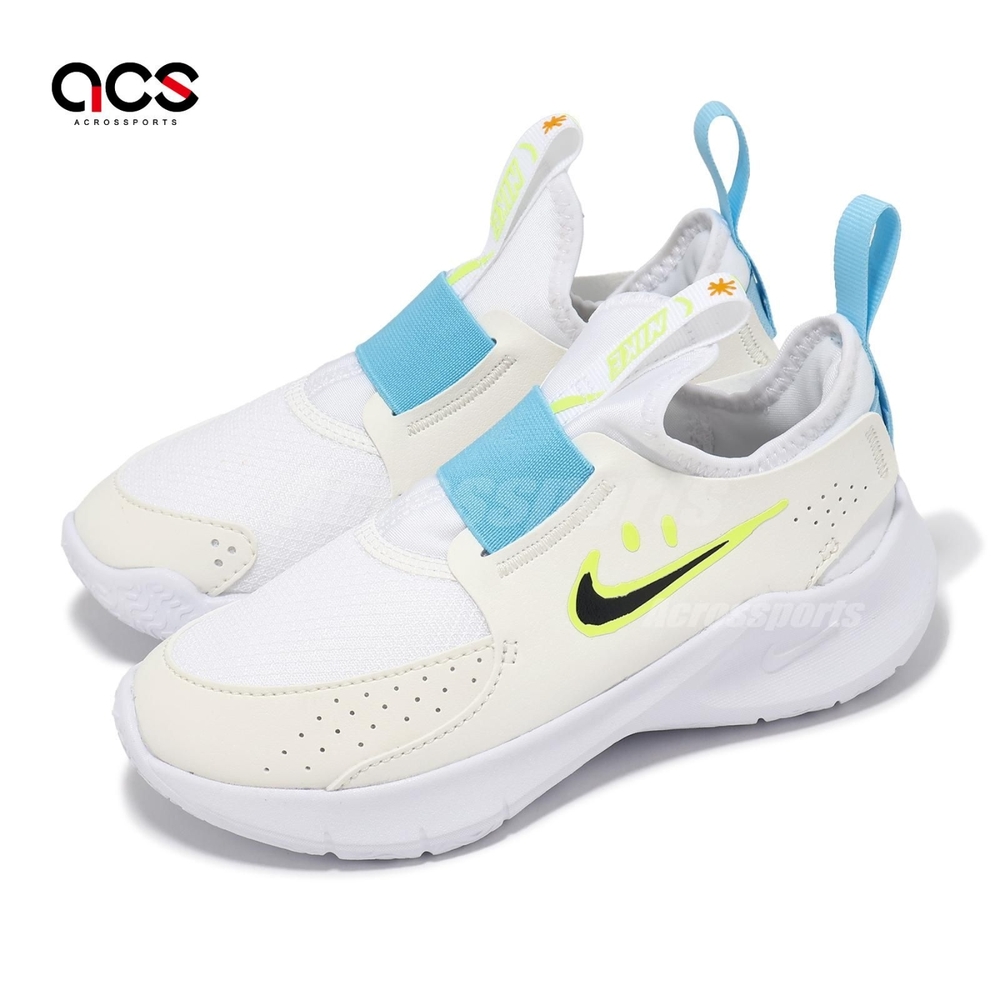 Nike 慢跑鞋 Flex Runner 3 PS 中童 白 黑 藍 套入式 小朋友 運動鞋 HF5747-101