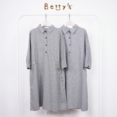 betty’s專櫃款　復古格子開襟長袖洋裝(黑色)