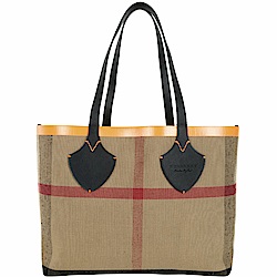 BURBERRY 兩面雙用 Canvas 中型格紋托特包