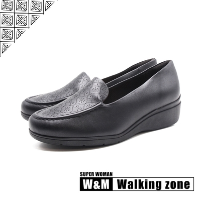 WALKING ZONE SUPER WOMAN系列 壓花樂福休閒鞋 女鞋－黑