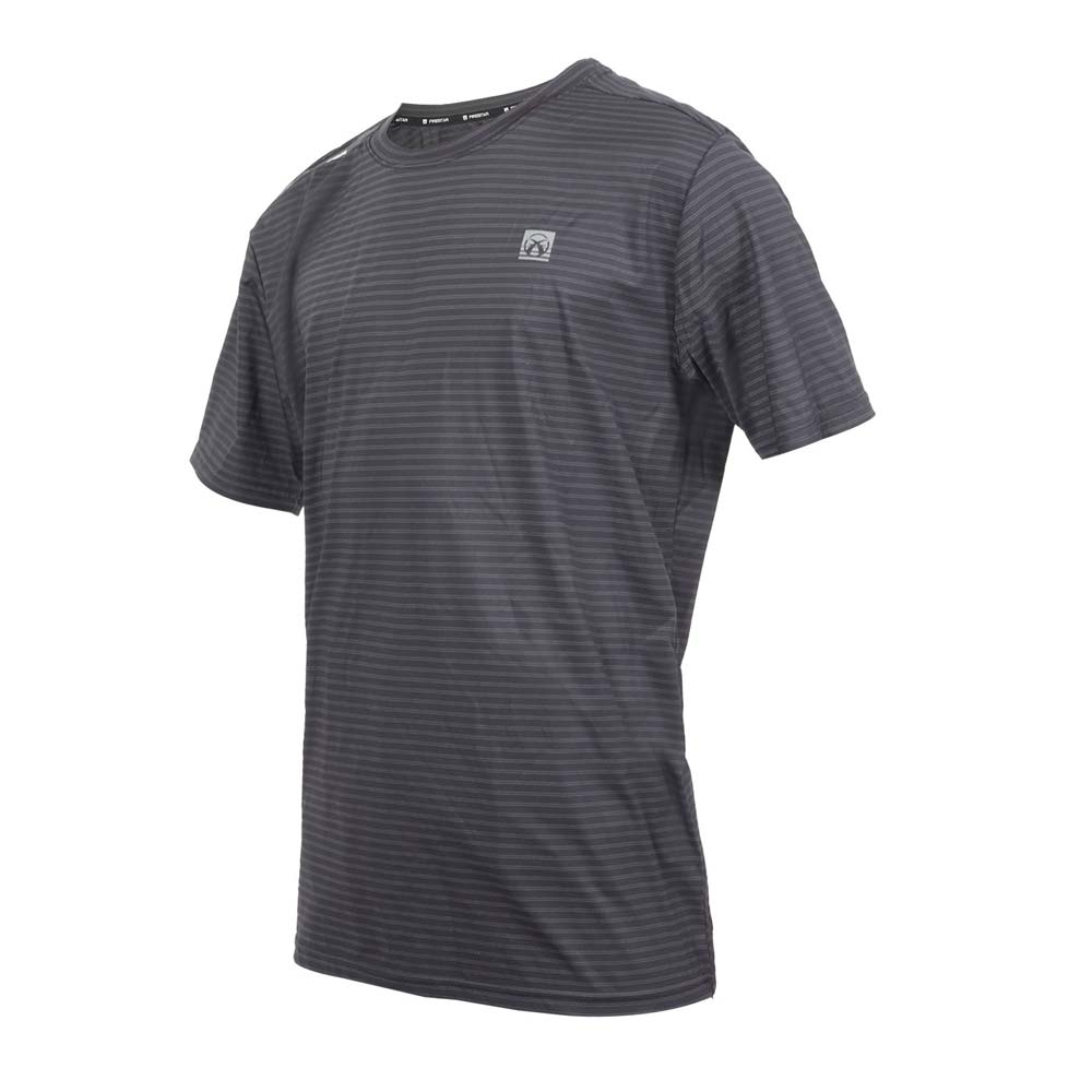 FIRESTAR 男彈性圓領短袖T恤-慢跑 路跑 涼感 運動 上衣 反光 D3229-10 黑銀