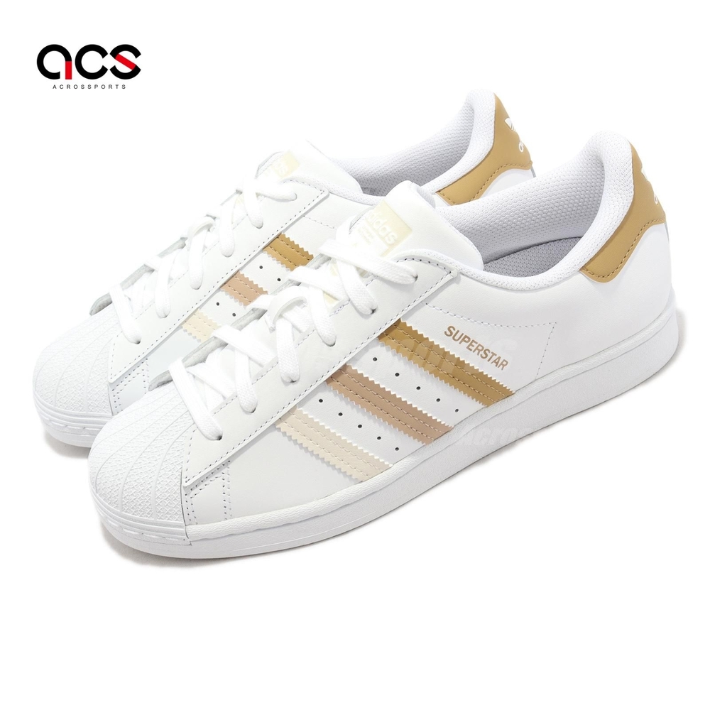 adidas 休閒鞋 Superstar 男鞋 白 卡其棕 三線 經典 貝殼頭 皮革 三葉草 愛迪達 HP5500