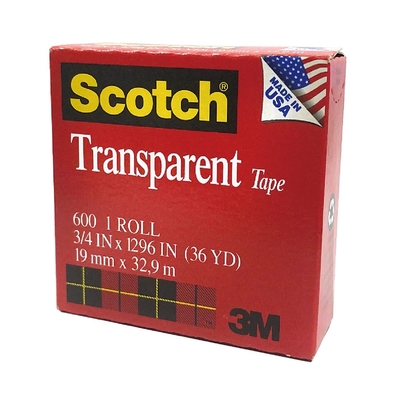 3M Scotch 透明膠帶 19mmX32.9m / 個 600（紅盒）