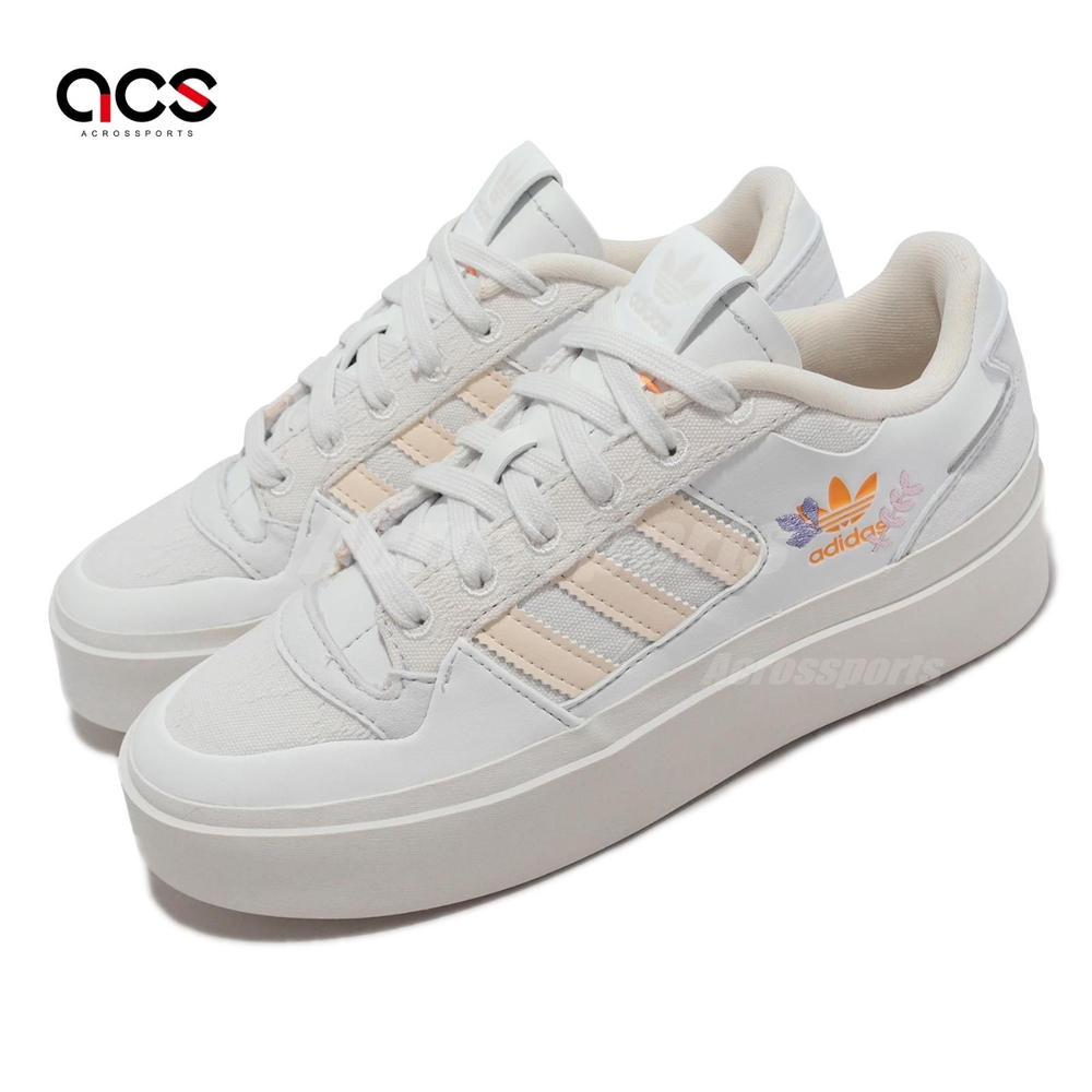 adidas 休閒鞋 Forum Bonega W 女鞋 白 粉橘 厚底 增高 麂皮 記憶鞋墊 小白鞋 愛迪達 GZ4297