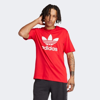 adidas 愛迪達 上衣 男款 短袖上衣 運動 三葉草 亞規 TREFOIL T-SHIRT 紅 IR8009