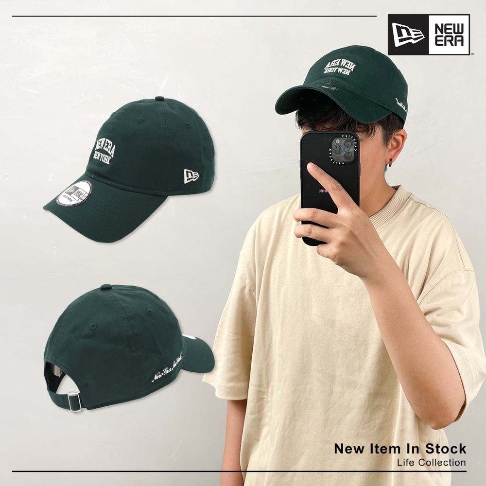 New Era 帽子940UNST 男女款森林綠白老帽棒球帽紐約New York 刺繡 