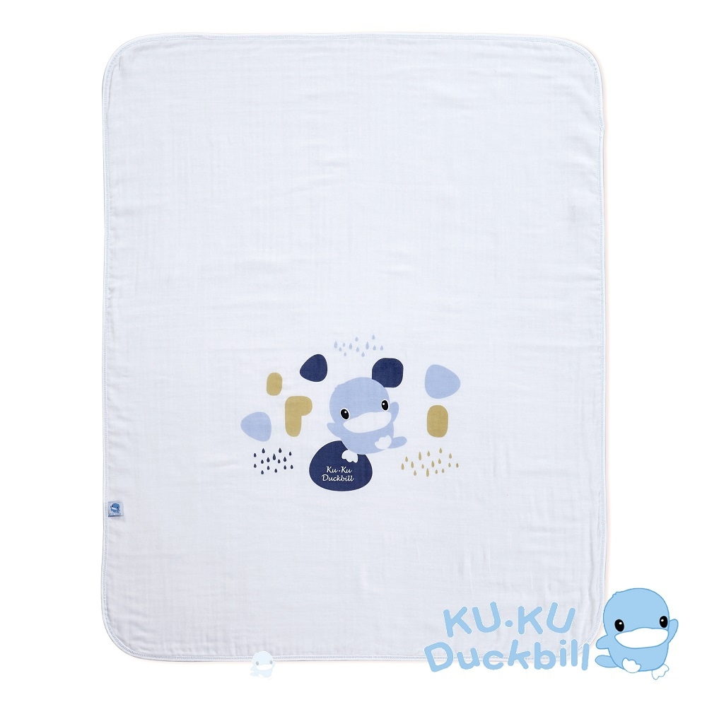 KUKU酷咕鴨 成長印記紗布大浴巾(藍/粉)
