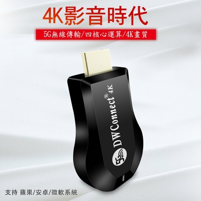 DW 飆速款4K四核心DWConnect雙頻5G全自動無線HDMI影音鏡像器(附4大好禮)