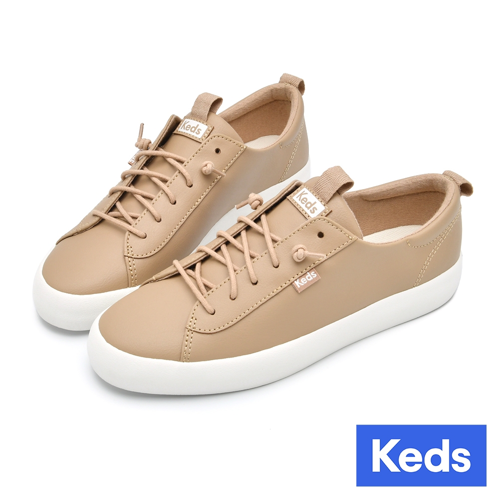 Keds KICKBACK 舒適免綁帶皮革休閒鞋-褐色 9234W123336