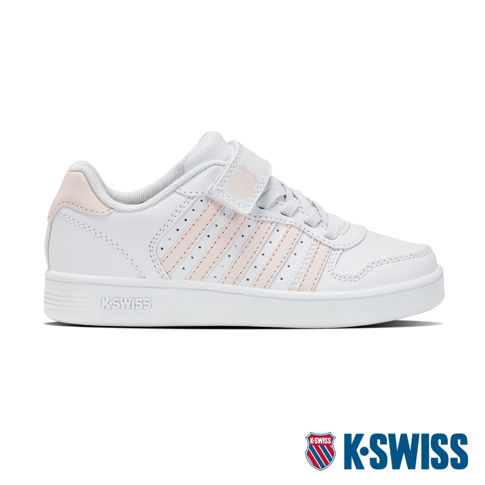 K-SWISS Court Palisades Strap時尚運動鞋-童-白/淺粉