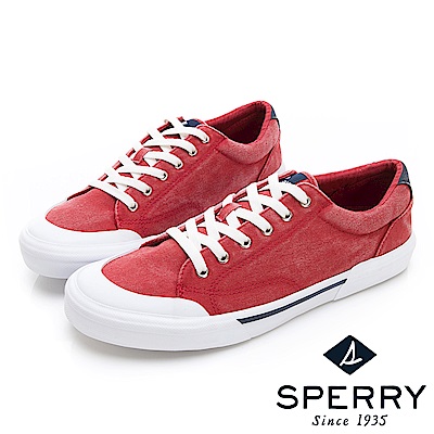 SPERRY 復刻精彩水洗帆布休閒鞋(男)-紅色