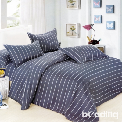 BEDDING-活性印染雙人全鋪棉床包兩用被套四件組-藍色格調