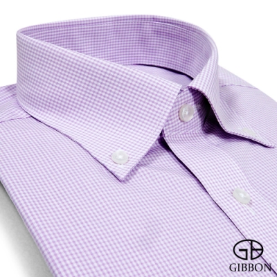 GIBBON 精紡格紋長袖襯衫‧紫色