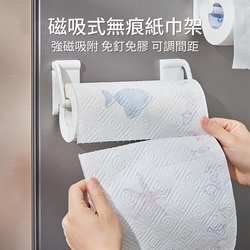 【媽媽咪呀】日本可調寬度冰箱磁吸廚房紙巾架(捲筒衛生紙架 免釘免膠無痕毛巾架 保鮮膜收納架)
