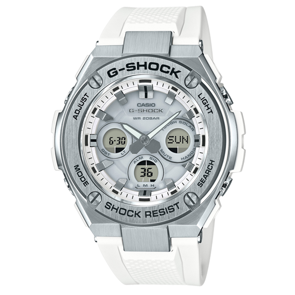 G-SHOCK創新突破分層防護雙層結構休閒錶(GST-S310-7)銀X白52.4mm | G