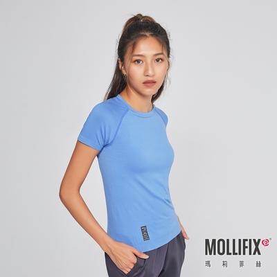 Mollifix 瑪莉菲絲 A++無縫針織短袖訓練上衣 (活力藍)、瑜珈服、背心、T恤