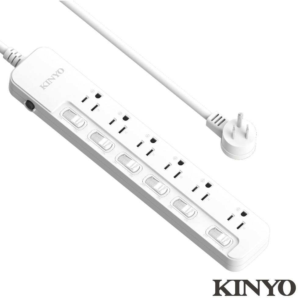 KINYO 6切6座安全延長線1.8M(SD3666)