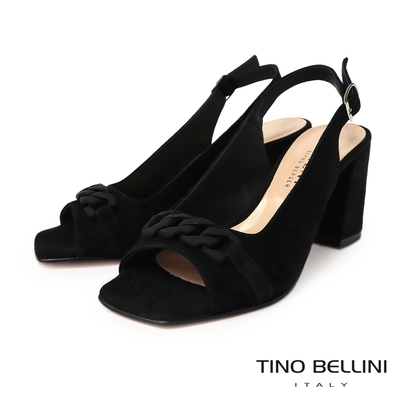 TINO BELLINI 義大利進口麂皮魚口高跟涼鞋FSMV008(黑色)
