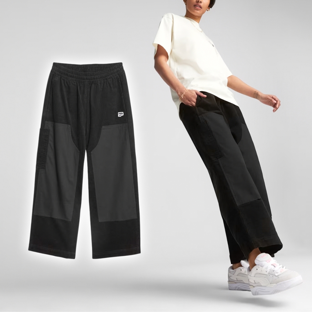 Puma 褲子Downtown Corduroy Pants 女款薑黃棕寬褲高腰寬鬆休閒燈芯絨53574874, PUMA