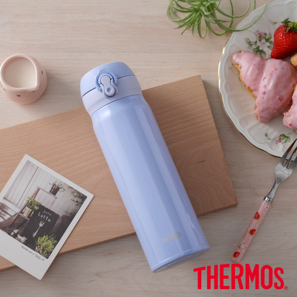 THERMOS 膳魔師 不鏽鋼超輕量彈蓋真空保溫瓶500ml-藍色(JNL-504-PWB)