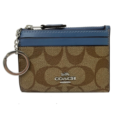 COACH 經典C LOGO悠遊卡鑰匙零錢包(焦糖/羅蘭紫)