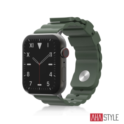 AHAStyle Apple Watch 專用運動矽膠錶帶 簡約款 (42/44/45mm) 松綠色