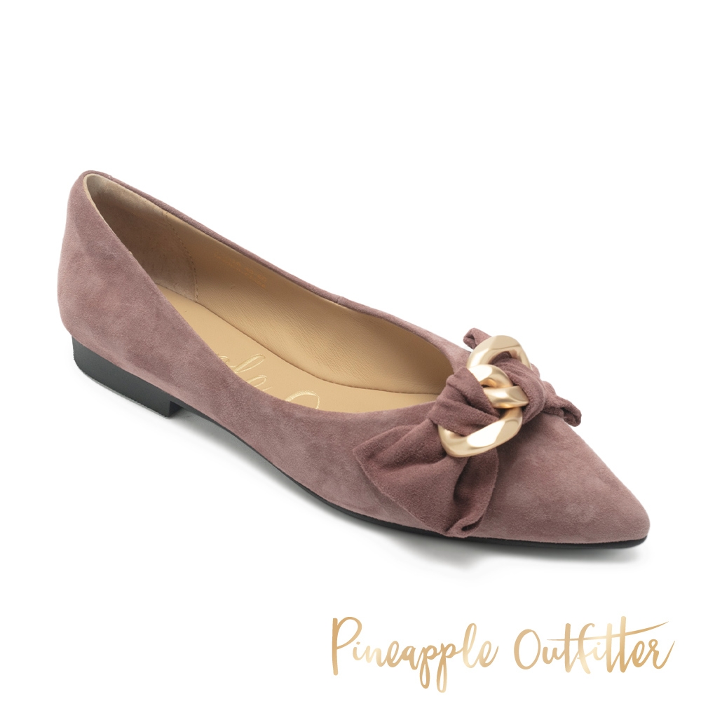 Pineapple-Outfitter-FINEEN-麂皮扭結尖頭平底鞋-粉色