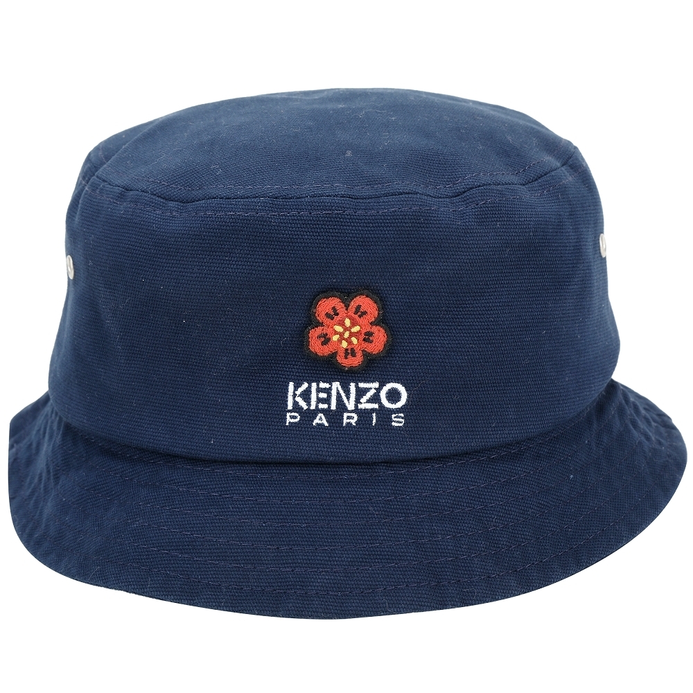 KENZO BOKE FLOWER 扶桑花字母徽標棉質漁夫帽(深藍色)