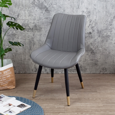 Boden-艾維工業風灰色耐刮皮革餐椅/單椅-54x62x84cm