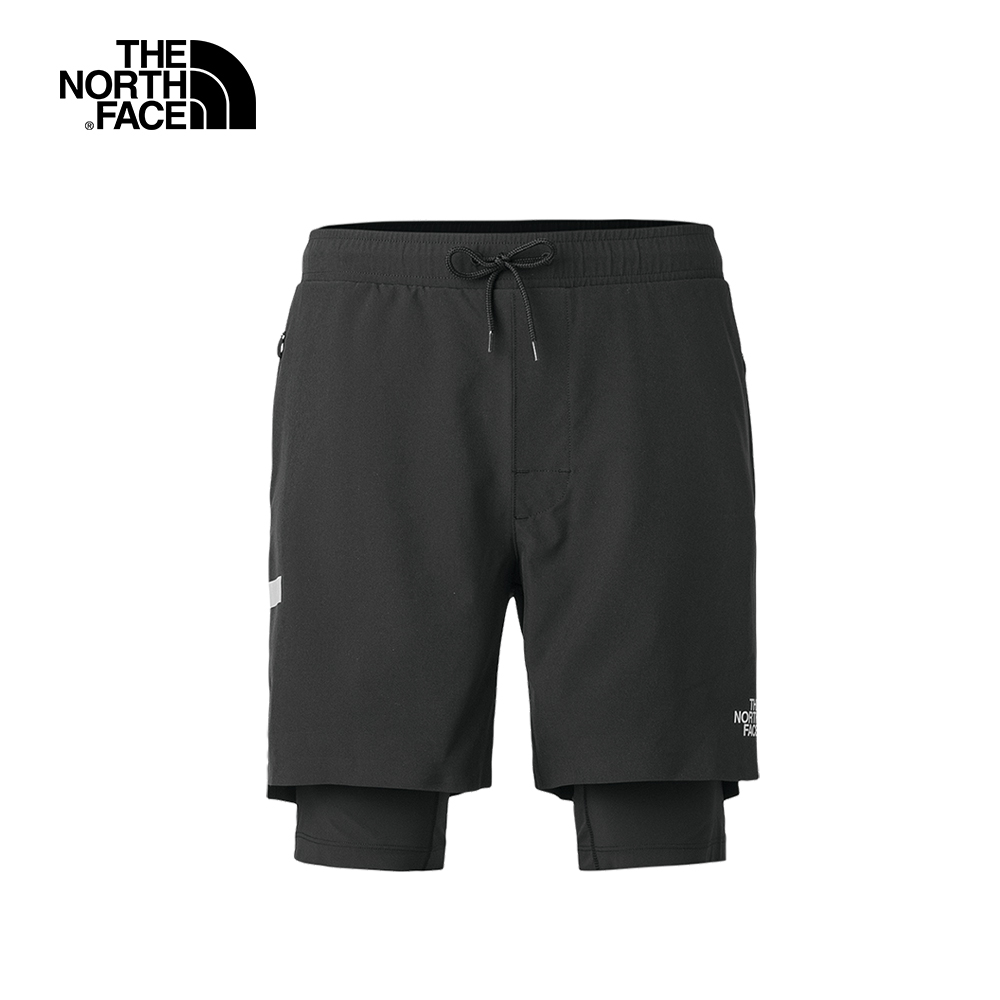 The North Face北面男款黑色吸濕排汗防潑水運動短褲